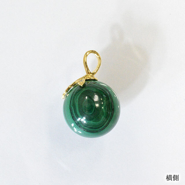 天然石 マラカイト ダイヤモンド K18 ペンダント トップ | 40代 50代