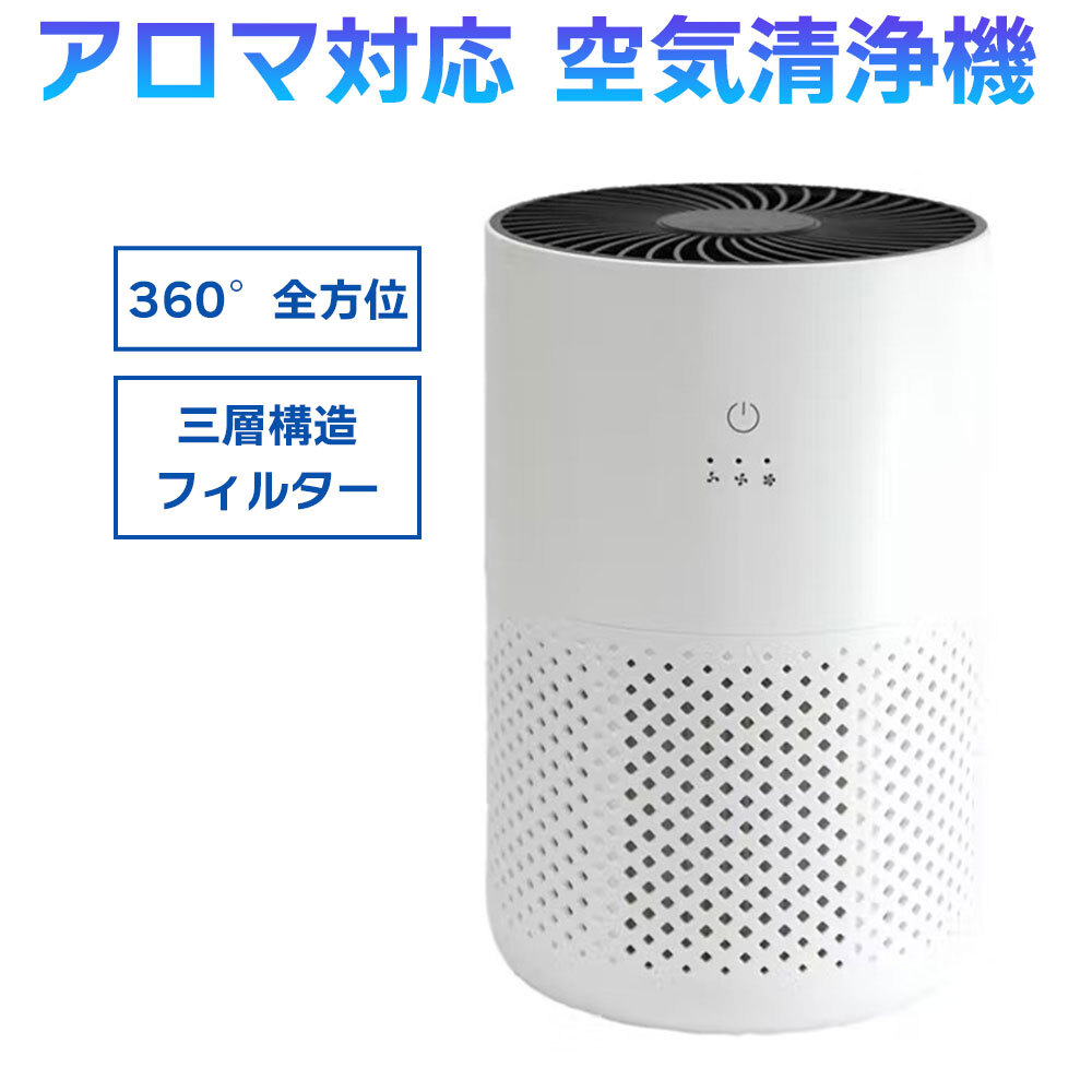 空気清浄機 マイナスイオン搭載 360° 全方位 6畳相当 HEPAフィルター