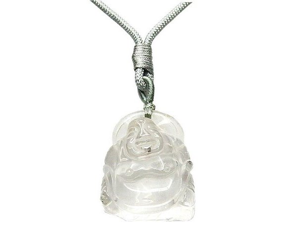 天然石AA水晶布袋様模様佛手彫りペンダントトップ紐ネックレス家庭円満