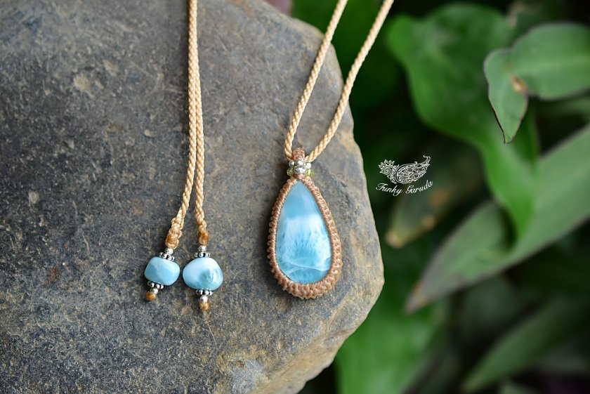 天然石】【ハンドメイド】清純な雫☆高品質シャトヤンシー☆ ラリマー