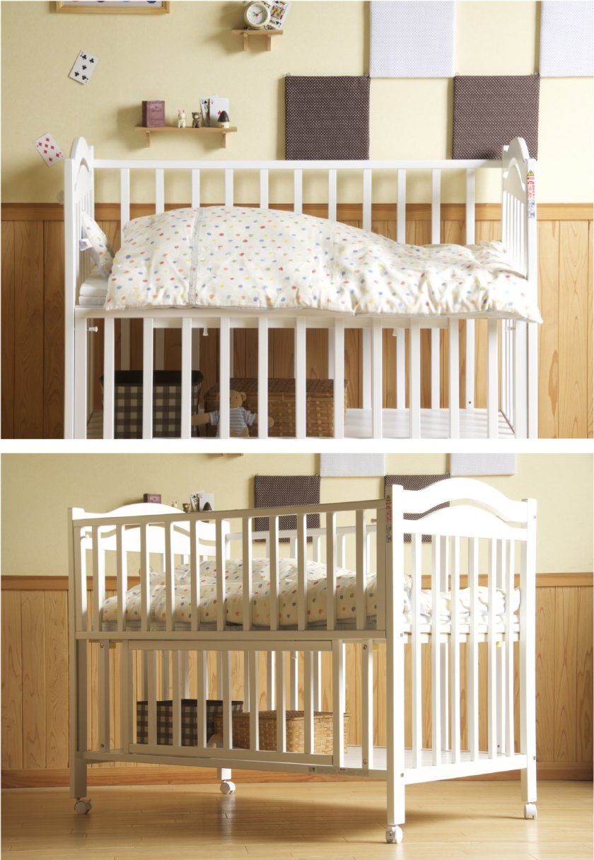 日本製 ベビーベッド 「アリス WH（ホワイト）」 ハイタイプ