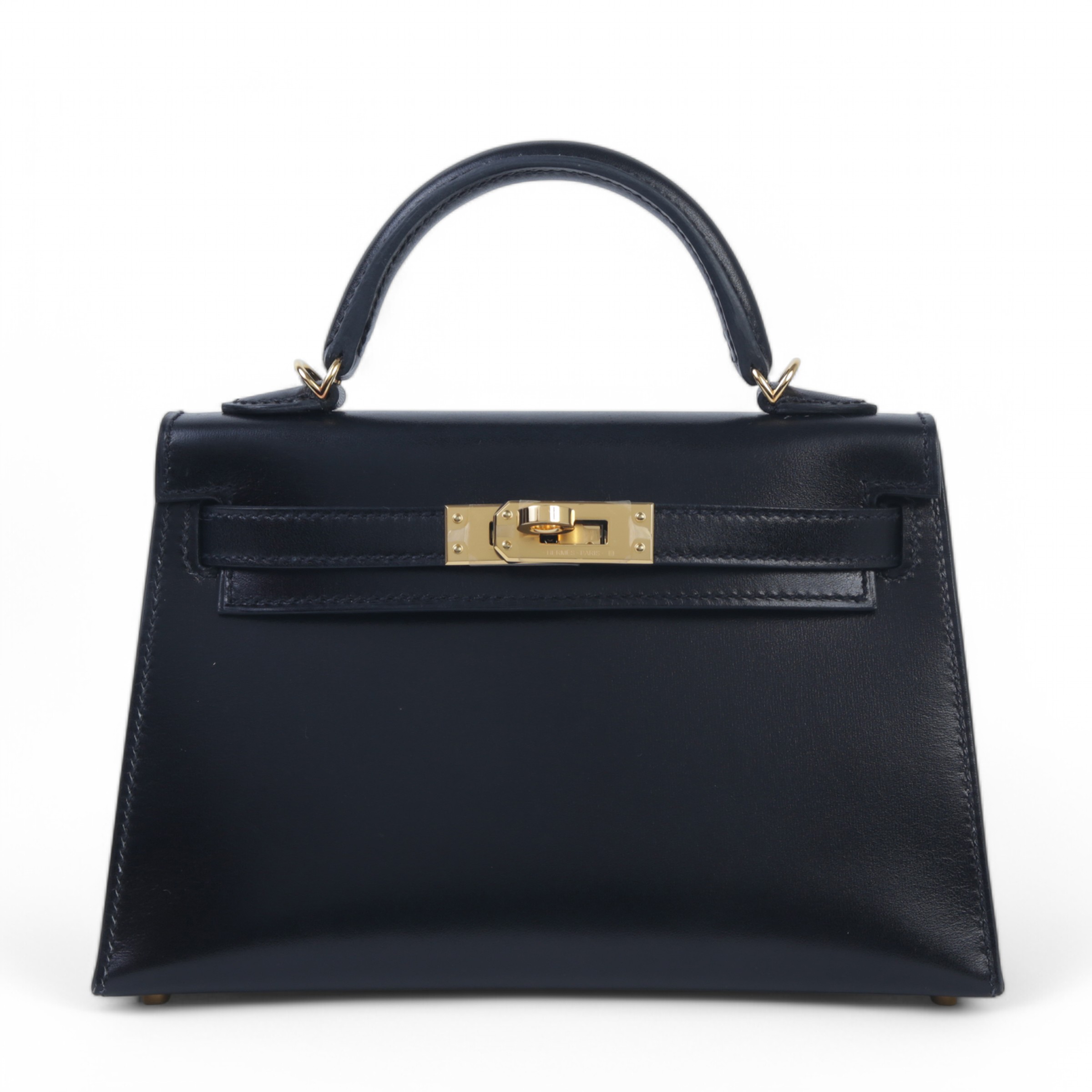 ランク A HERMÈS エルメス ミニケリー2 ブラック (89) ボックスカーフ