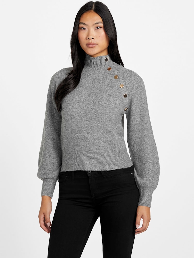 Angela Asymmetrical Button Sweater | GUESS Factory
