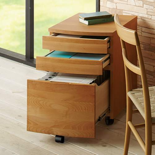 アルダー天然木 アールデザインデスクシリーズ デスク下チェスト 通販