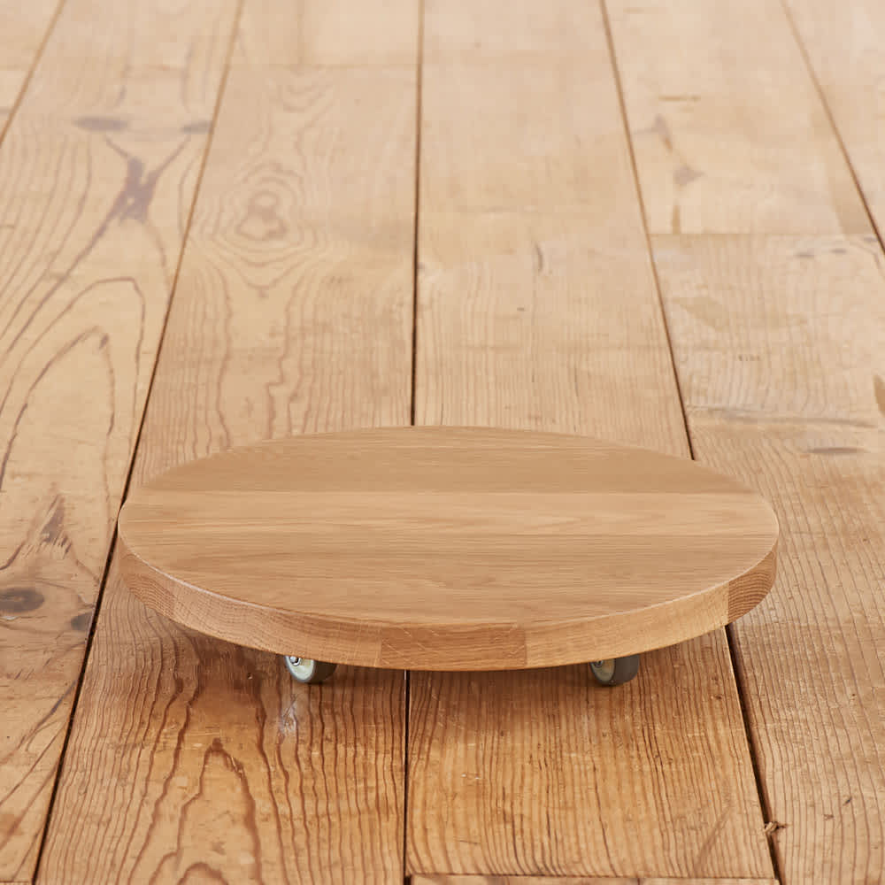 無垢材のキャスター付き プランターベース ホワイトオーク 径29cm 通販