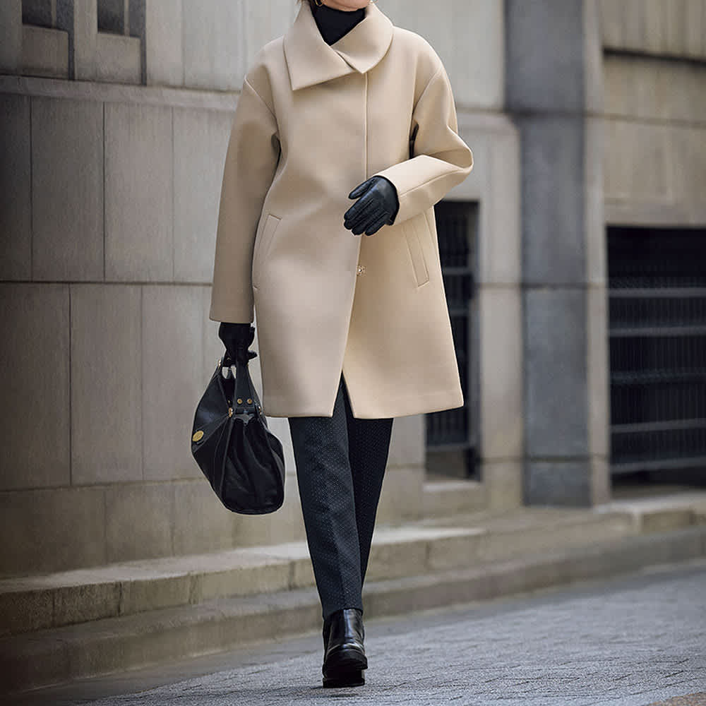 ウール混バイカラー ボンディングコート 通販 - ディノス