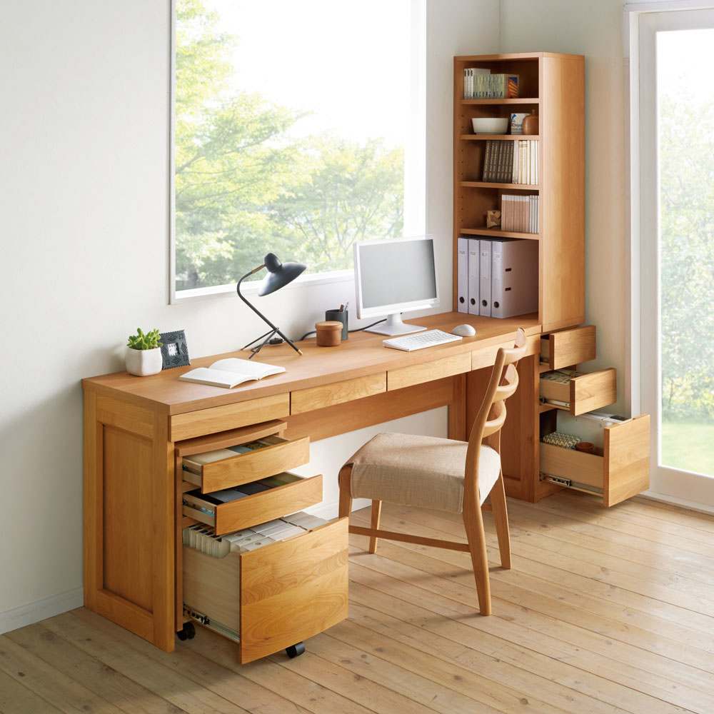 アルダー天然木 アールデザインデスクシリーズ デスクサイドラック