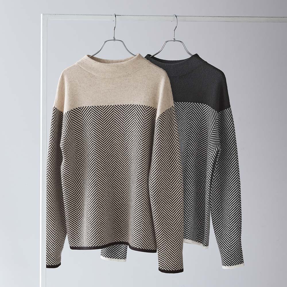 カシミヤニット ヘリンボーンジャカード プルオーバー 通販 - ディノス