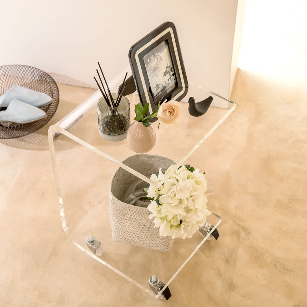 Gel/ジェル アクリルキャスター付きサイドテーブル 幅35cm高さ58.5cm