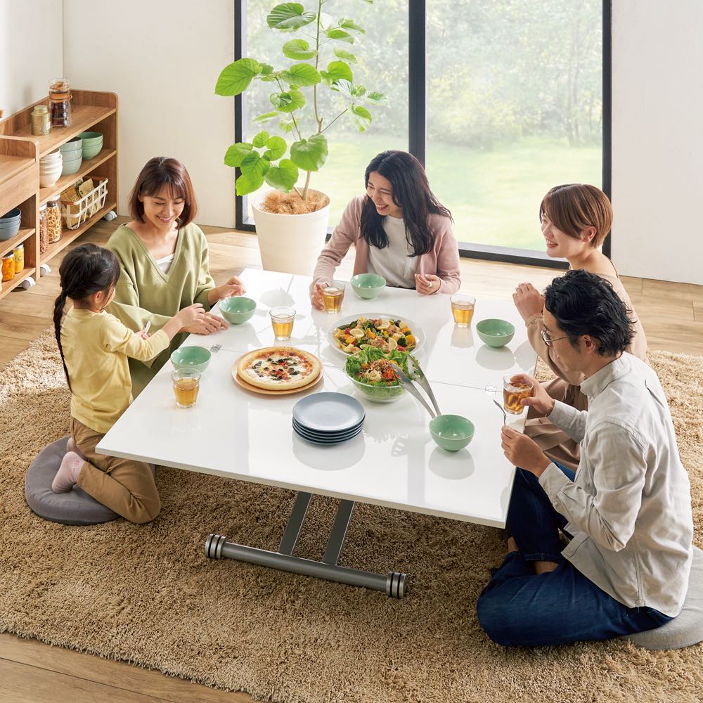 伸長式ガス圧昇降テーブル 幅100（天板90）cm 通販 - ディノス
