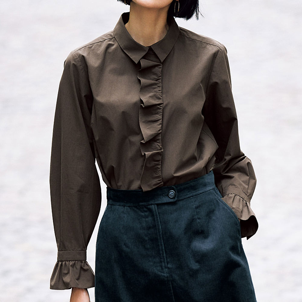 線画風フラワープリント フリル チュニック 通販 - ディノス