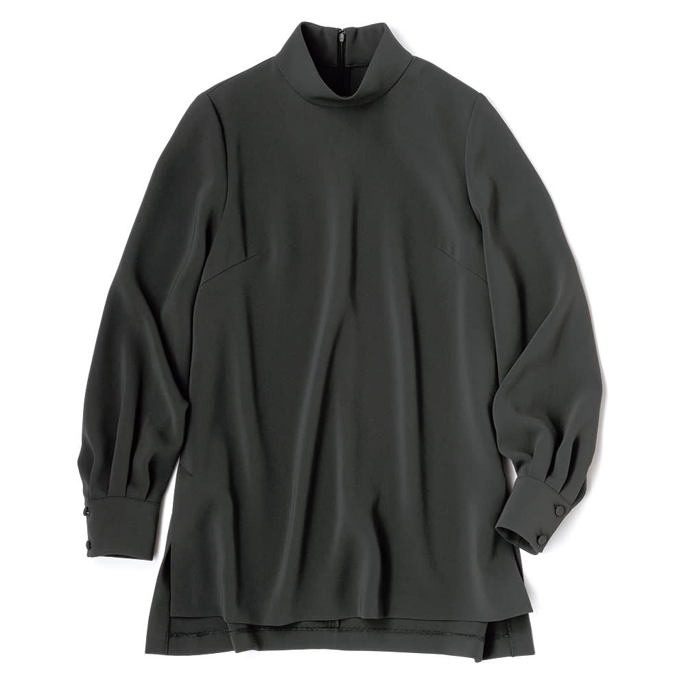 トリアセテート混 ジョーゼット スタンドカラー チュニック 通販