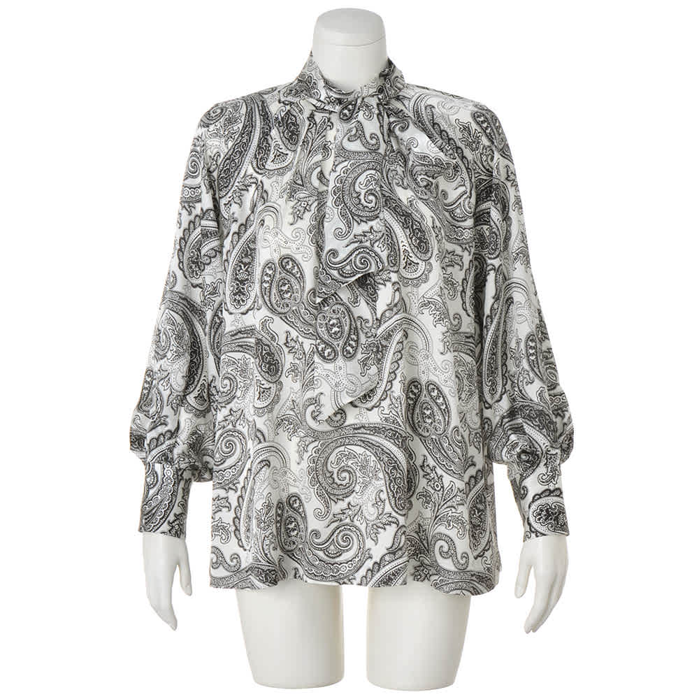 イタリア素材 ペイズリー柄 シルク ボウタイブラウス 通販 - ディノス