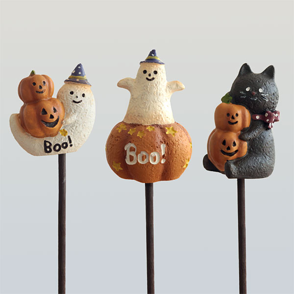 園芸ネット本店｜ハロウィンピック：おばけと黒猫ブーピック 3本セット
