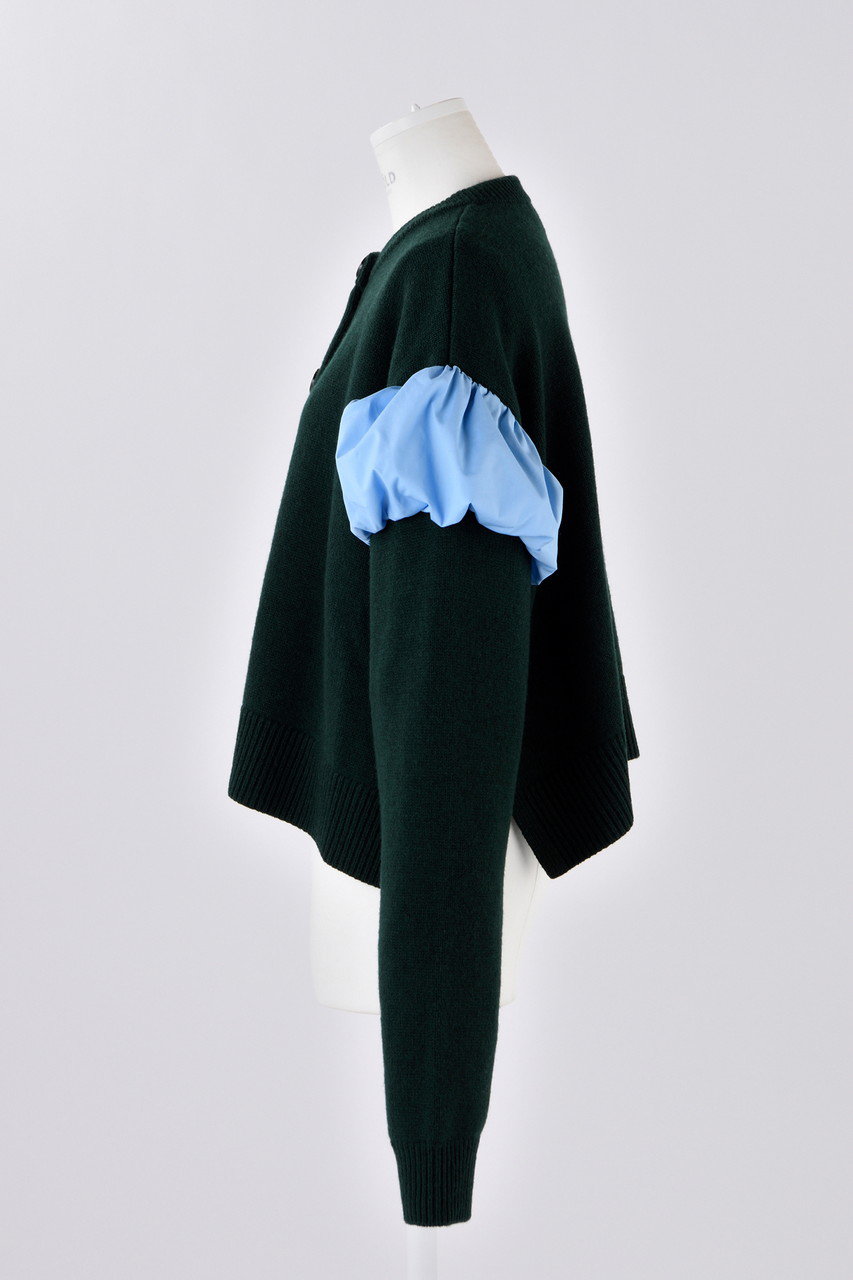 ENFOLD(エンフォルド)｜レイヤード C/Dカーディガン/ダークグリーン の