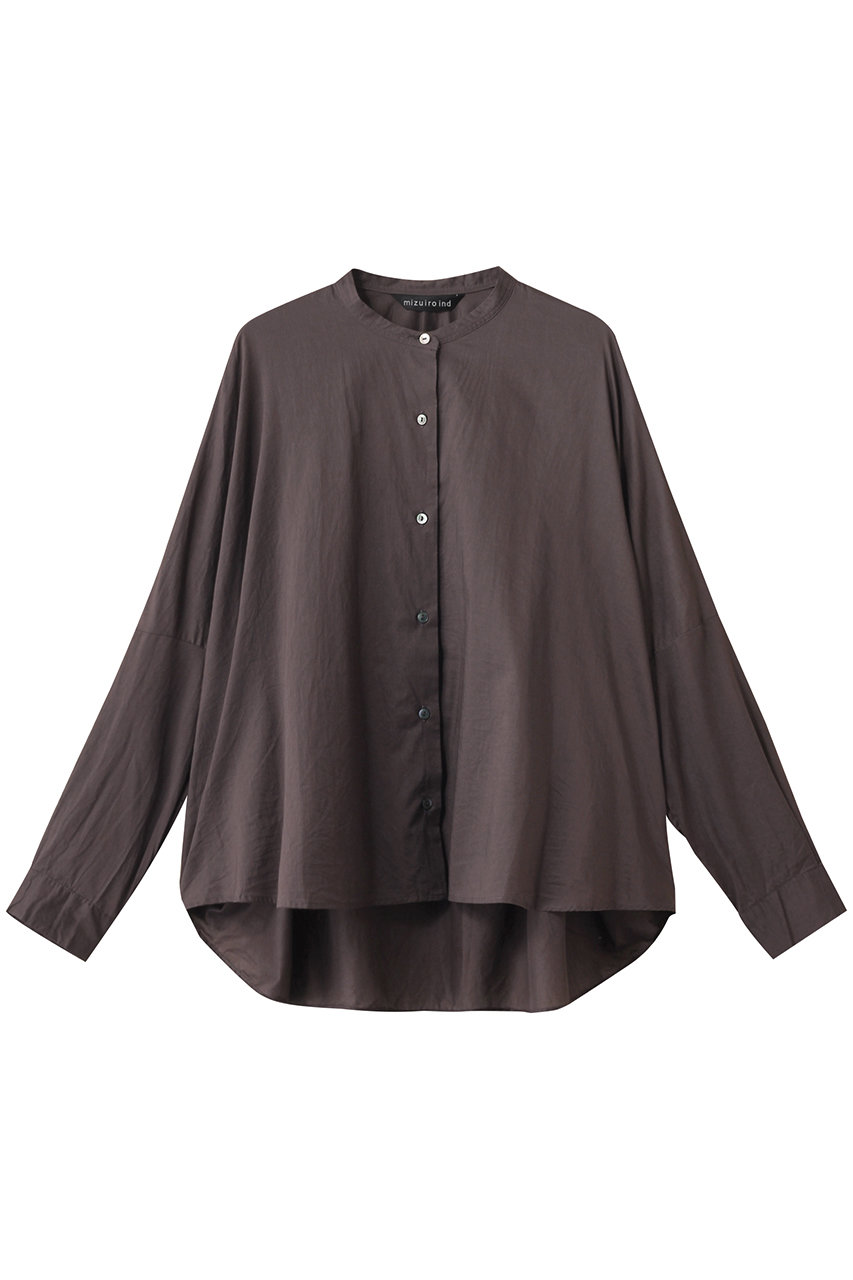 mizuiro ind(ミズイロインド)｜バックギャザーワイドシャツ/c.gray の