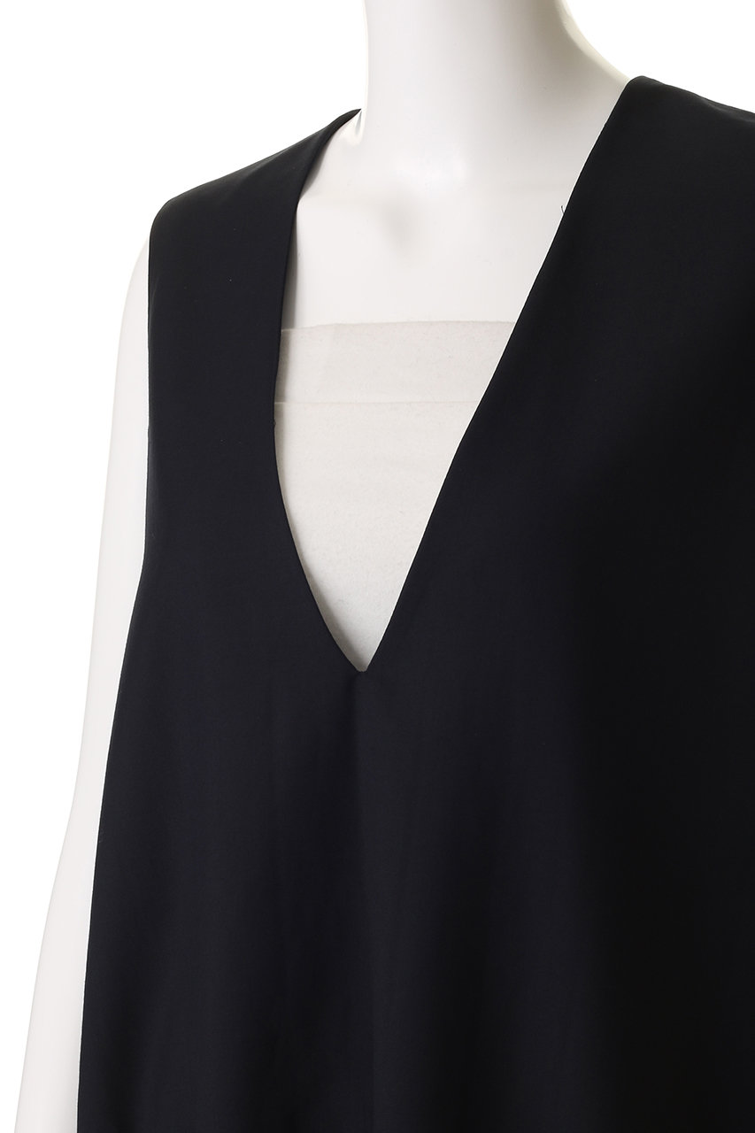 mizuiro ind(ミズイロインド)｜プリーツヘムVネックベスト/navy の通販
