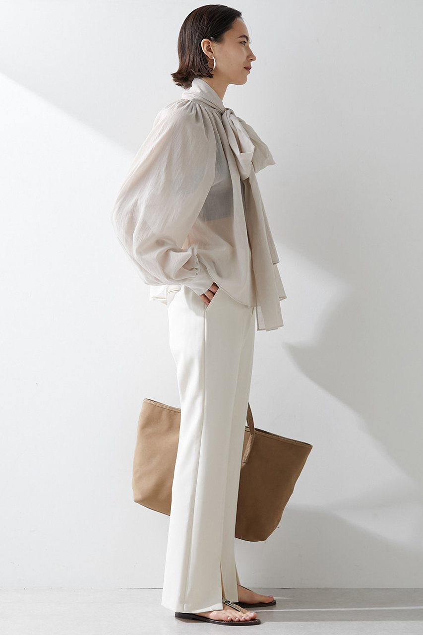 Whim Gazette(ウィム ガゼット)｜ローンボウタイブラウス/グレージュ