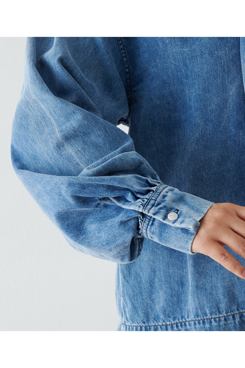 Whim Gazette(ウィム ガゼット)｜DENIMボウブラウス/インディゴブルー