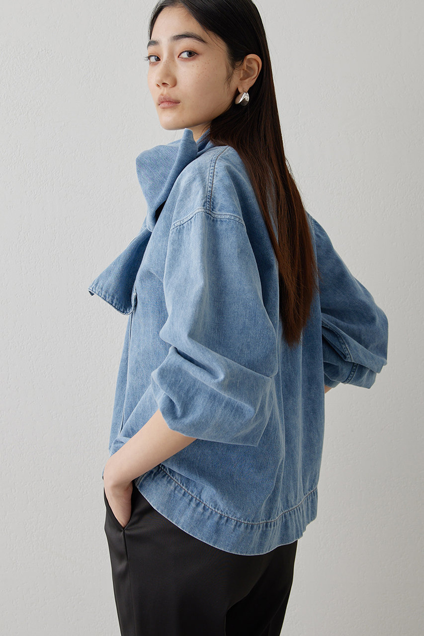 Whim Gazette(ウィム ガゼット)｜DENIMボウブラウス/インディゴブルー