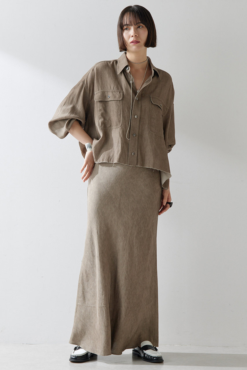 Whim Gazette(ウィム ガゼット)｜ツイル顔料染めスクエアシャツ/モカ