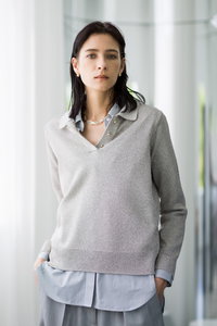 ebure(エブール)｜ブライトラメリリヤーン Vネックニットカーディガン