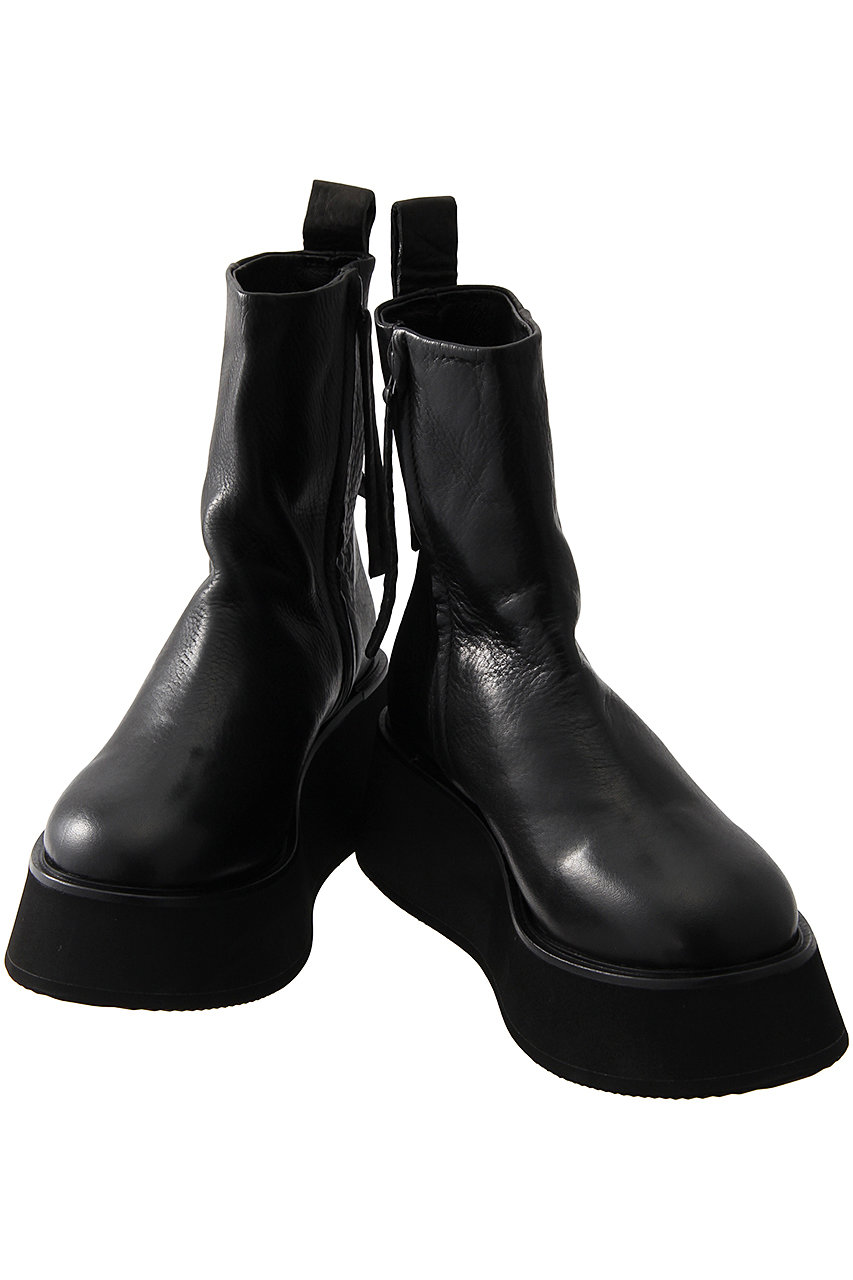 ph7+(ピアッカセッテ)｜厚底ラウンドトゥショートブーツ/ブラック の