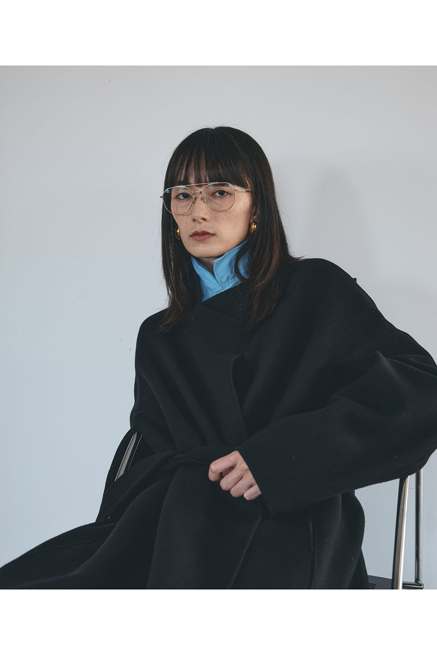 Chaos(カオス)｜アールスーペリアノーカラーロングコート/ブラック の