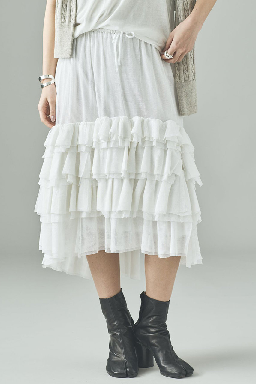 Curensology(カレンソロジー)｜コットンメッシュスカート/ホワイト の