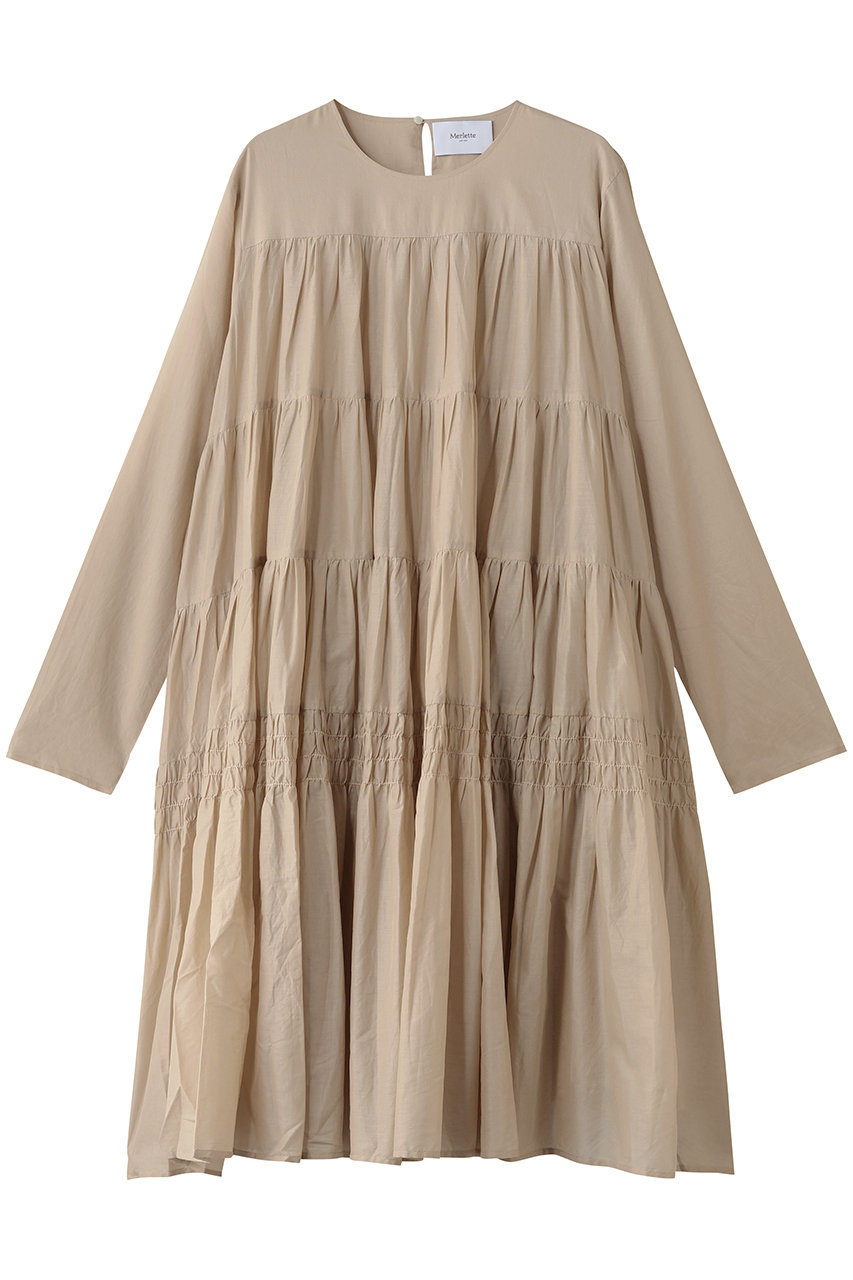 Merlette(マーレット)｜SOLIMAN MIDI ティアードミディドレス/ベージュ