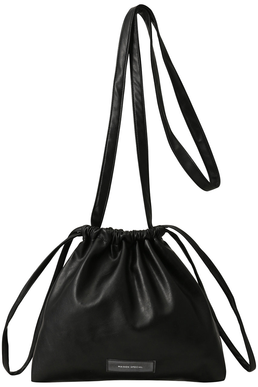 MAISON SPECIAL(メゾンスペシャル)｜フェイクレザー2WAY巾着バッグ/BLK