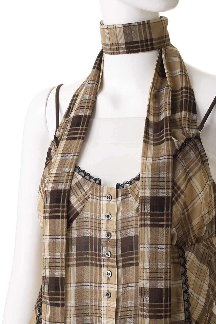 MAISON SPECIAL(メゾンスペシャル)｜Plaid Halter Peplum Sheer Tops