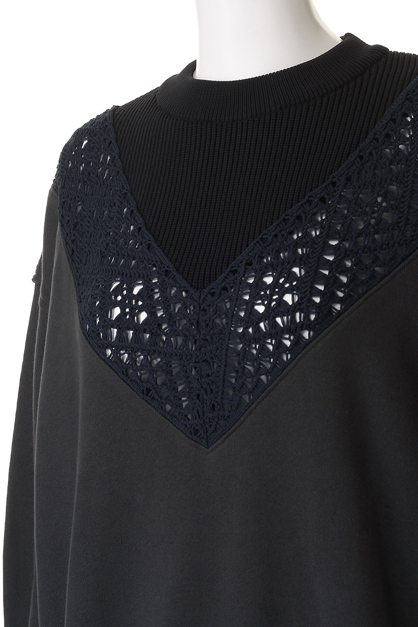 MAISON SPECIAL(メゾンスペシャル)｜【UNISEX】レース編みV切替コンビ