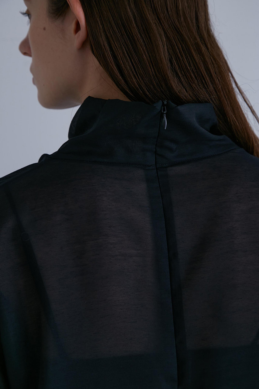 LE PHIL(ル フィル)｜ハイネックシアーボイルブラウス/ブラック の通販