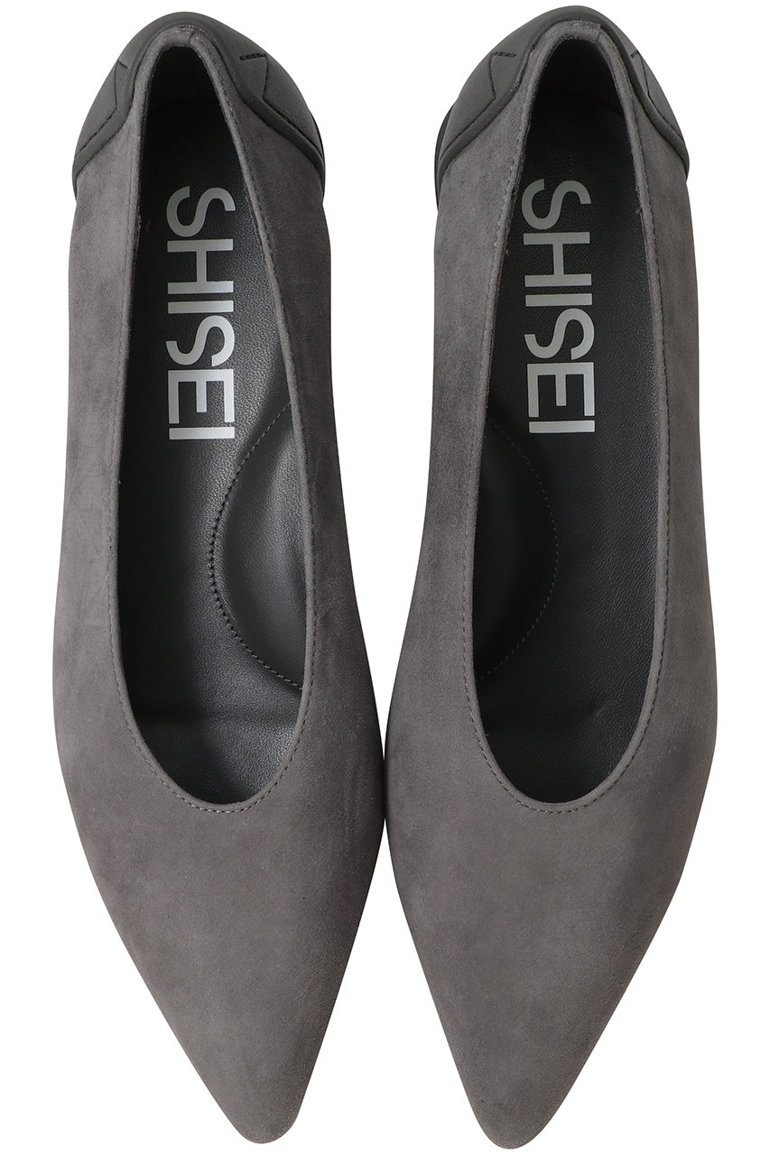 SHISEI(シーセイ)｜MM POINTED SUEDE U PUMPS（レイン対応）/グレー の