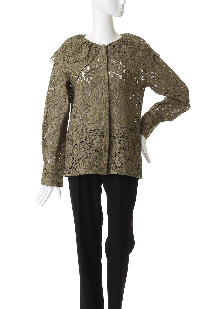 MANOF(マノフ)｜LACE COLLAR SHIRT/KHAKI の通販｜ELLESHOP・(エル