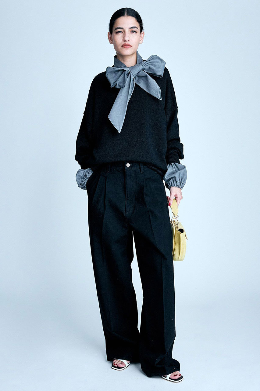 BRILL(ブリル)｜デニムボウタイブラウス/ブラック の通販｜ELLESHOP