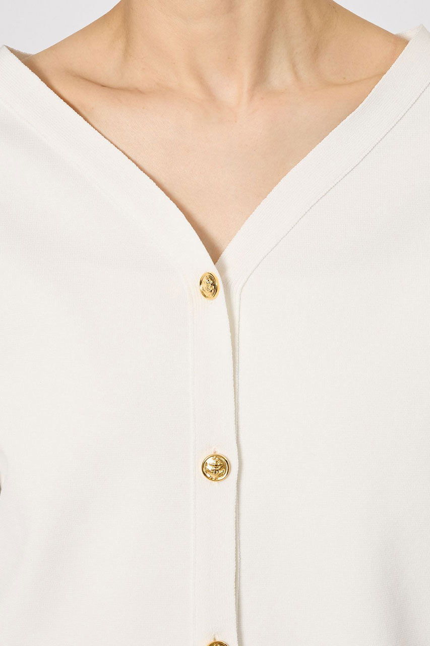 BRILL(ブリル)｜Vネックミラノリブカーディガン/ホワイト の通販