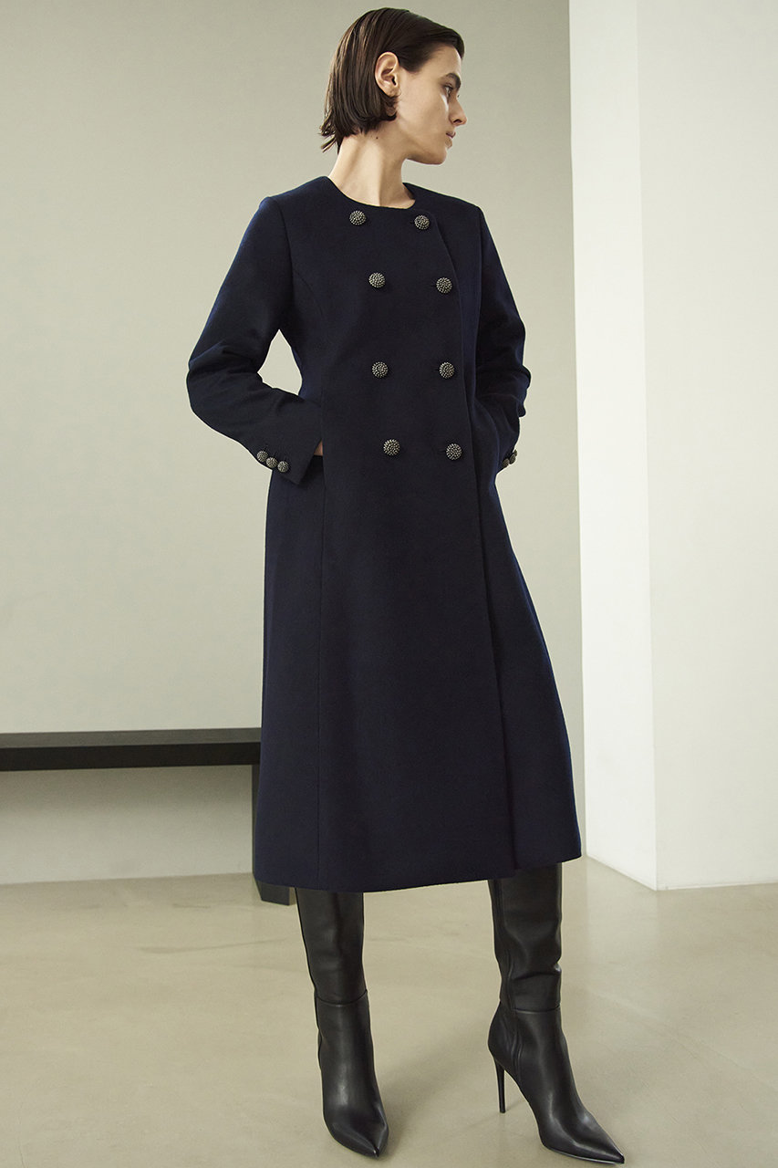 MW(エムダブリュー)｜SOFT WOOL ノーカラーダブルブレストコート