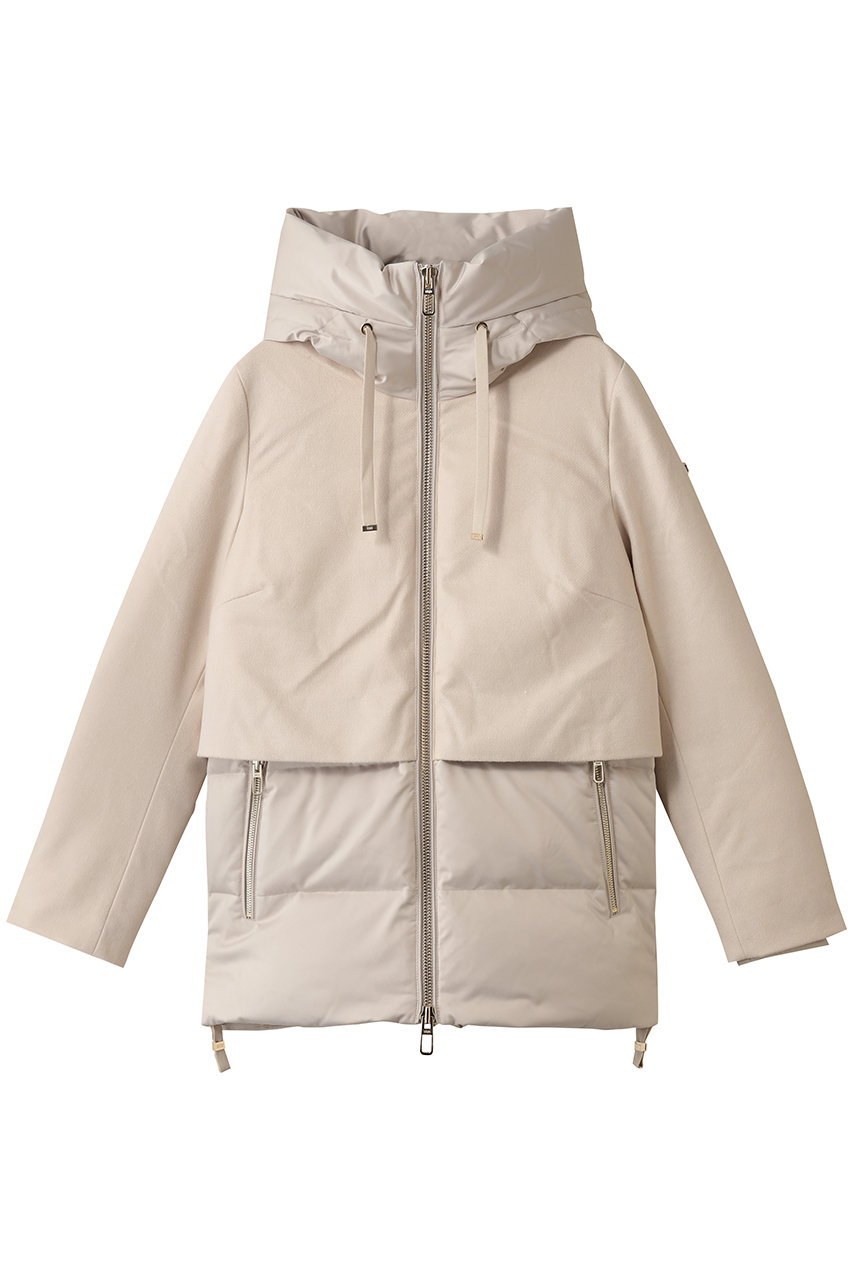 DUNO(デュノ)｜JULIA ウール切り替えフーディダウン/ベージュ の通販