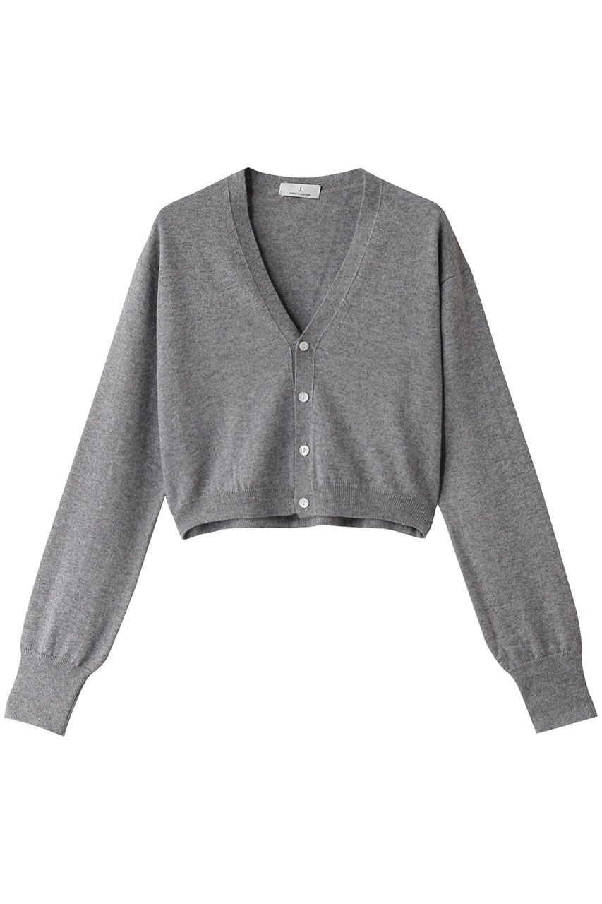 j.(ジェイドット)｜シルクカシミヤクロップドカーディガン/グレー の