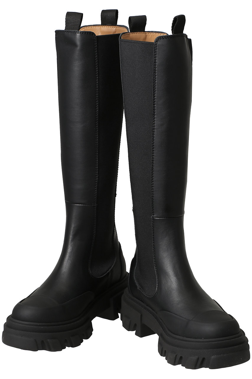 GANNI(ガニー)｜Cleated ハイ チェルシーブーツ/ブラック の通販