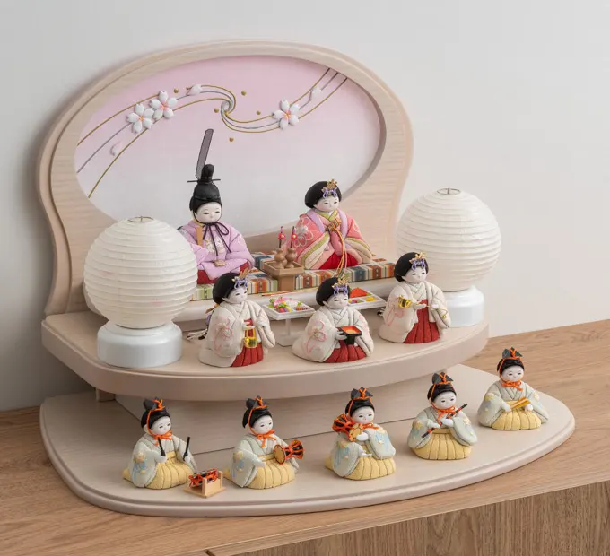 雛人形「しんしん 五人囃子 京刺繍・結び」｜雛人形の通販 ふらここ