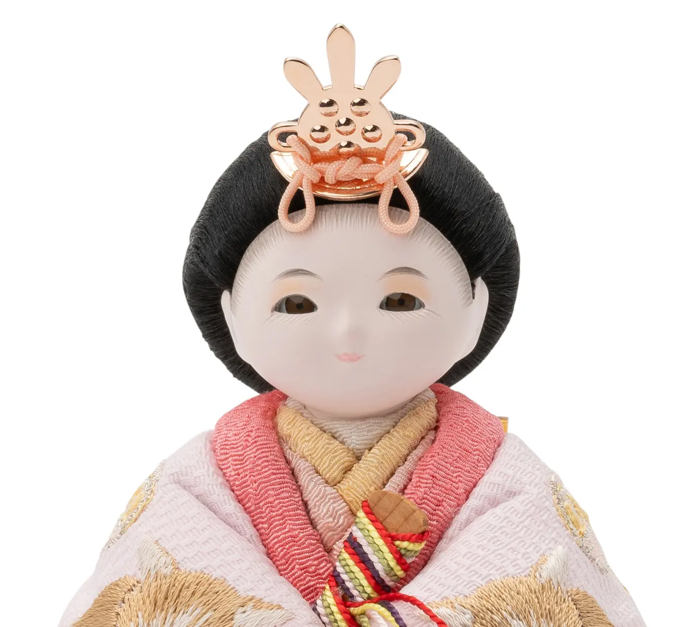 雛人形「あいあい 立雛 京刺繍・ねこにまり・桜色（ケース入