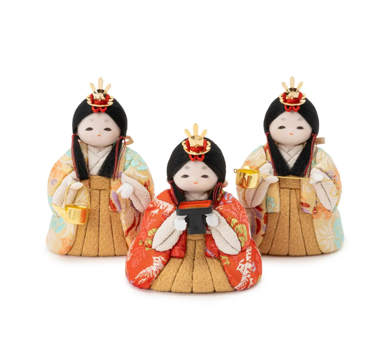 雛人形「ほのほの 三人官女 手まり尽くし・紅色」｜雛人形の通販 ふらここ