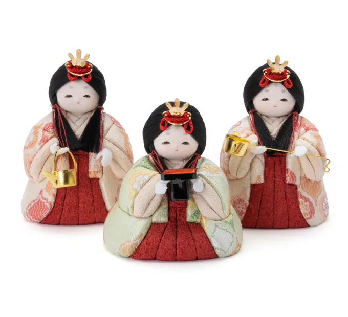 雛人形「ほのほの 三人官女 手まり尽くし・紅色」｜雛人形の通販 ふらここ