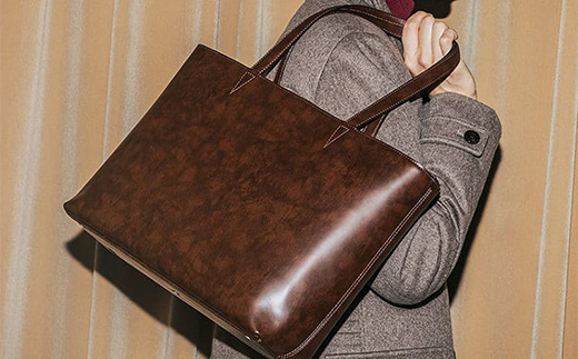 オリジナル牛革オールレザートートバッグ ＜カラー：ダークブラウン