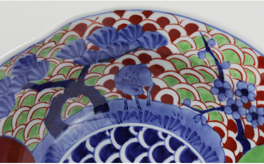 有田焼 泰山 五彩桃絵 シリーズ 大鉢・中皿・銘々皿 3点セット 食器