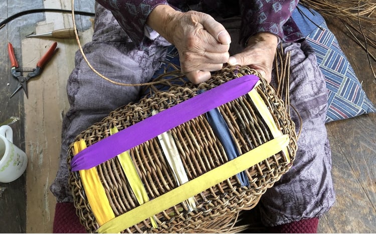 若畑創作館「あけび蔓 透かし編み籠バッグ」（大・中・小）3個セット