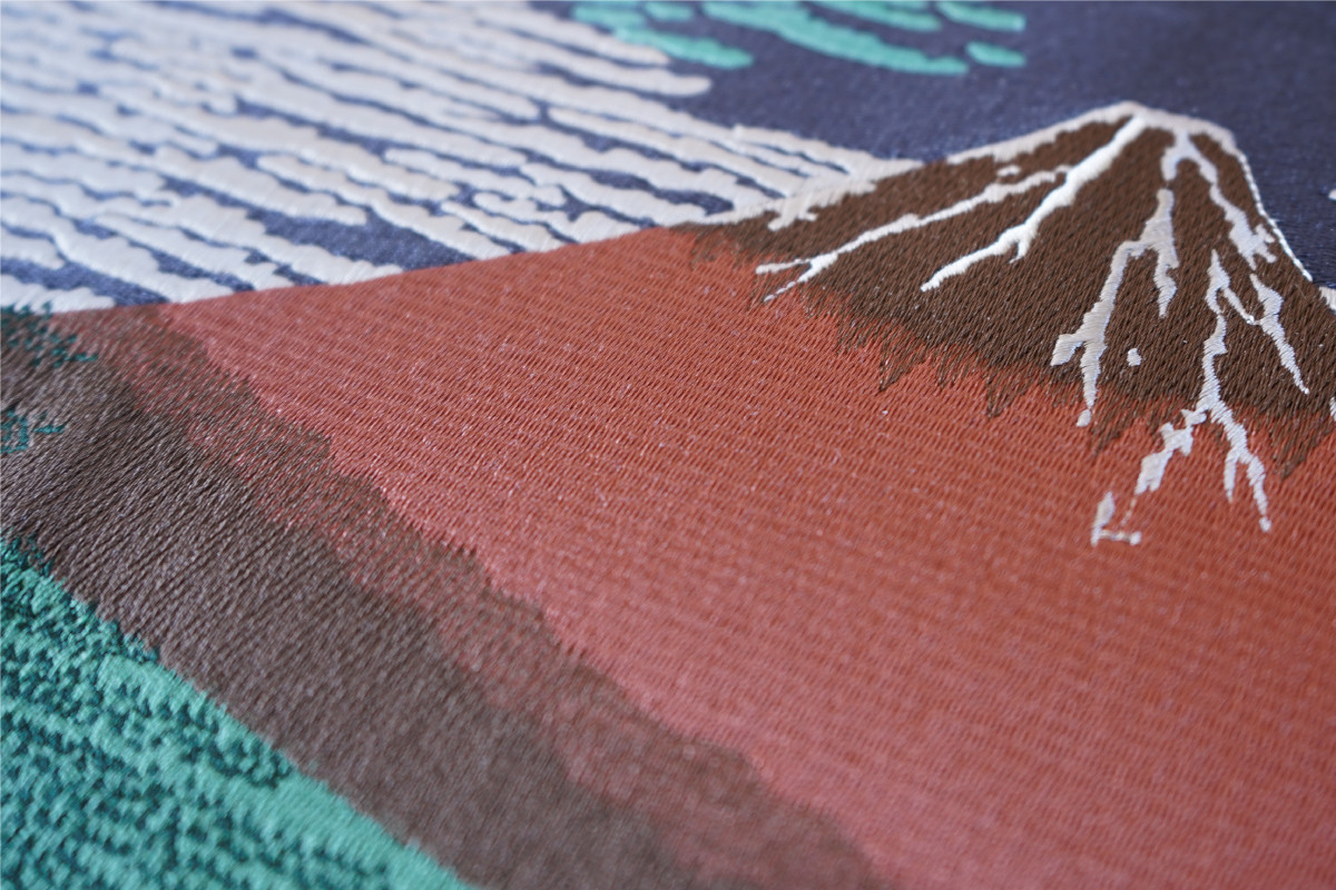 富士の刺繍絵2 葛飾北斎の凱風快晴(赤富士) インテリア 絵画 ギフト